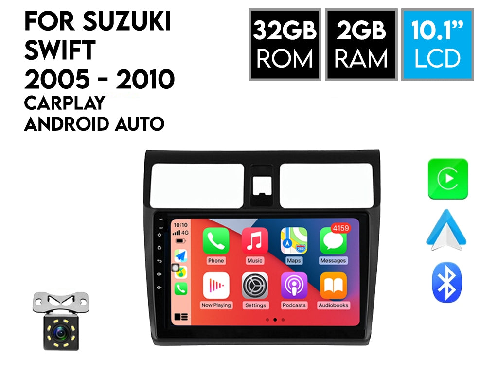 For Suzuki Swift 2005 - 2010 10.1" Android Car Stereo Wireless CarPlay Android Auto