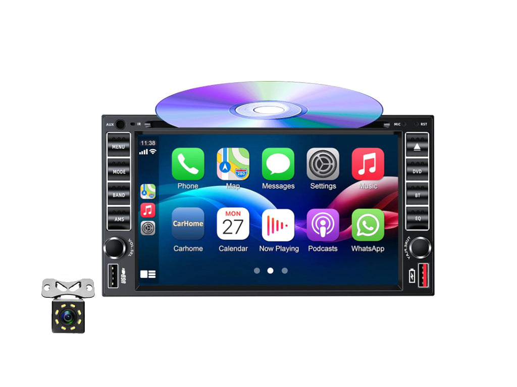 6.2" 2-Din DVD Player – Wireless CarPlay & Android Auto, USB, Reversing Camera Support