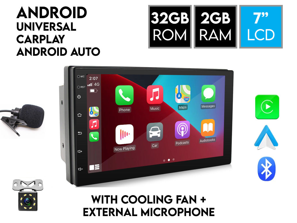 7" Android Car Stereo 2GB Ram 32GB Rom 2 Din with Cooling Fan