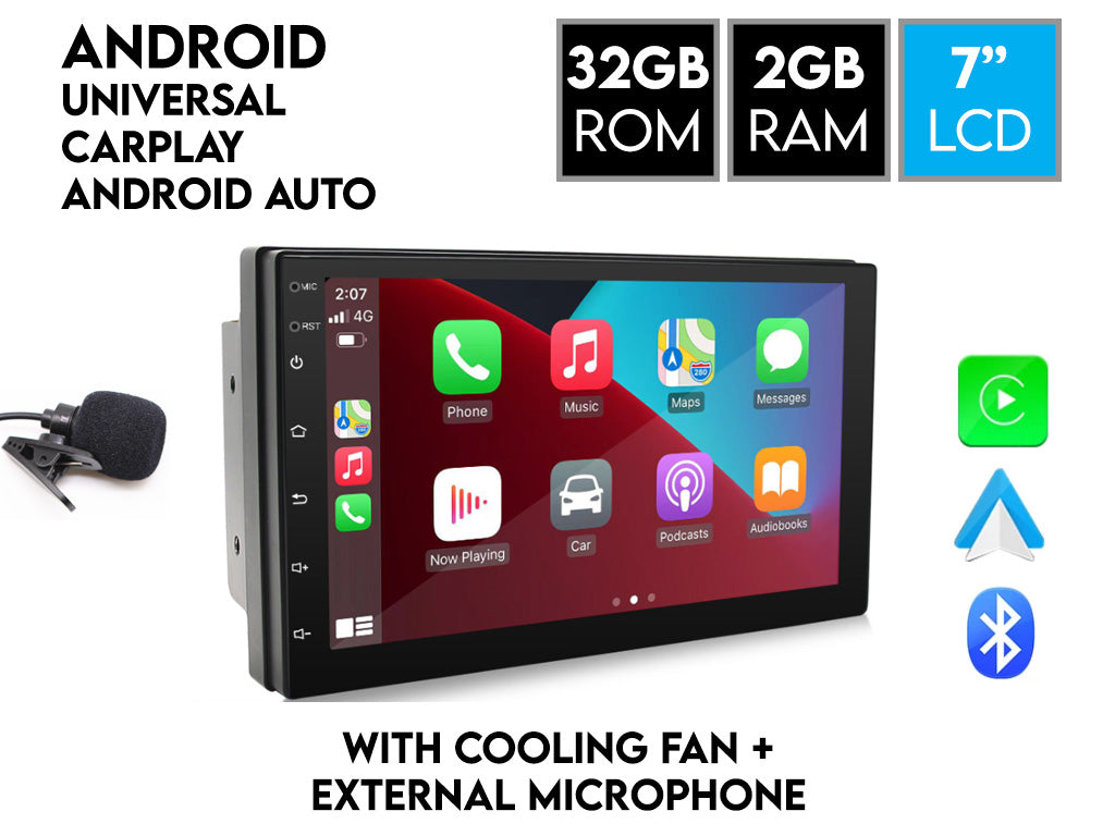 7" Android Car Stereo 2GB Ram 32GB Rom 2 Din with Cooling Fan