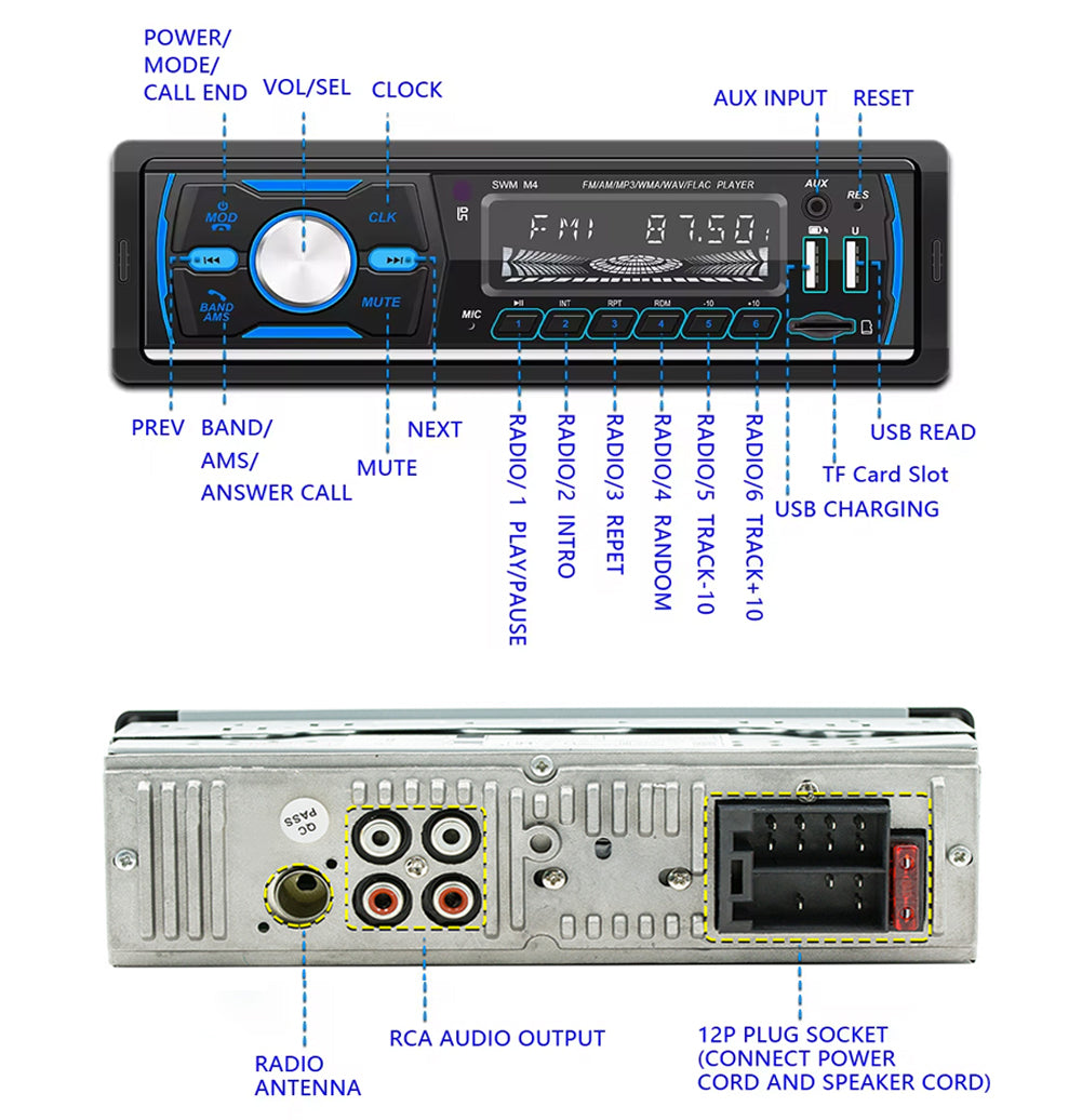 DAB/DAB+ RDS FM AM Single Din 12V Head Unit