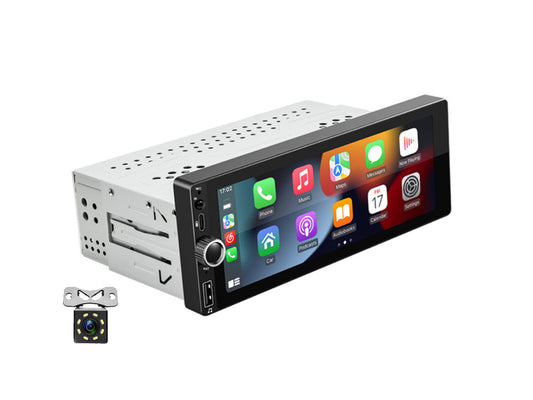 6.86" Single Din Wireless CarPlay Android Auto Rotary Volume Wheel