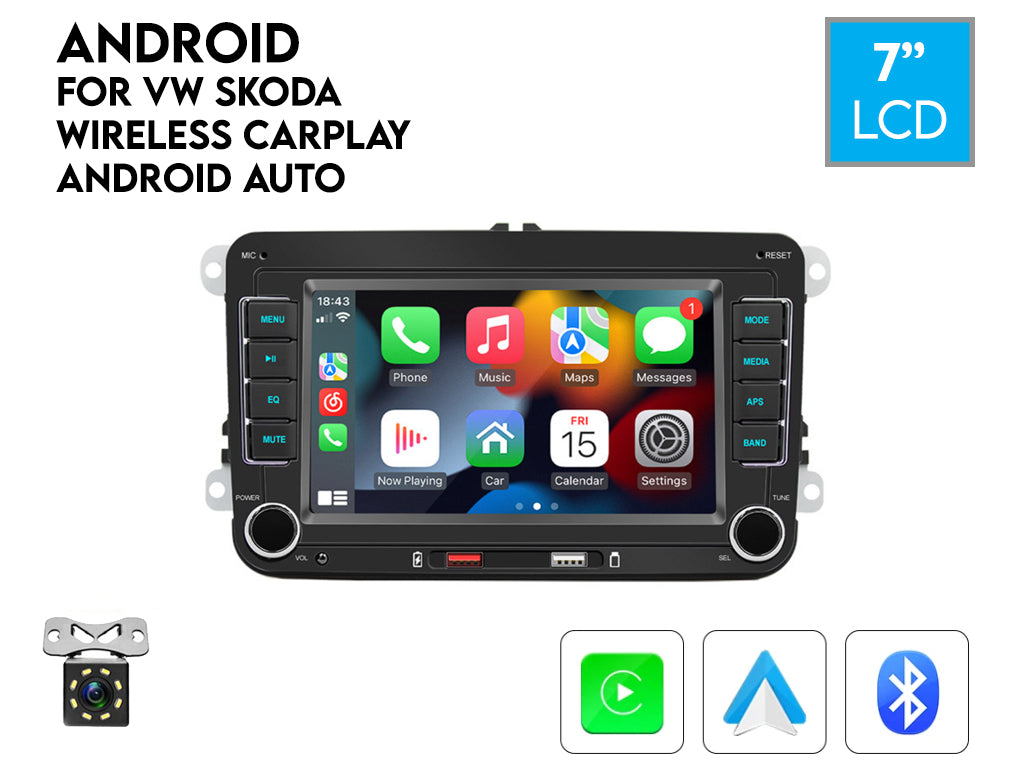 7" For VW Skoda Wireless CarPlay Android Auto Car Stereo