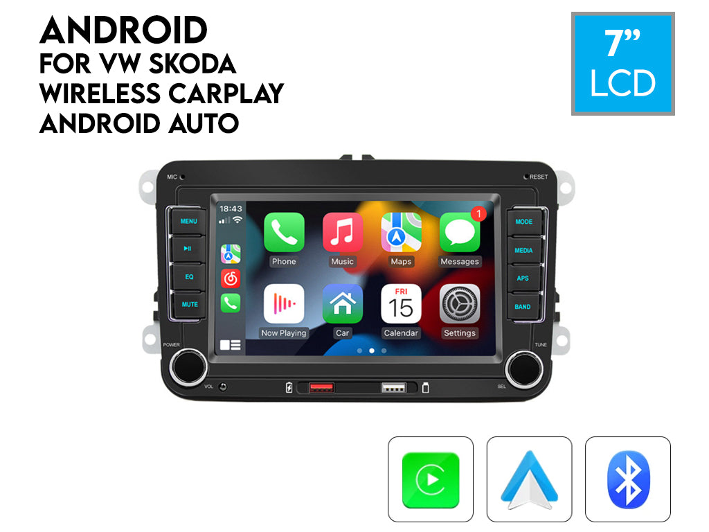 7" For VW Skoda Wireless CarPlay Android Auto Car Stereo