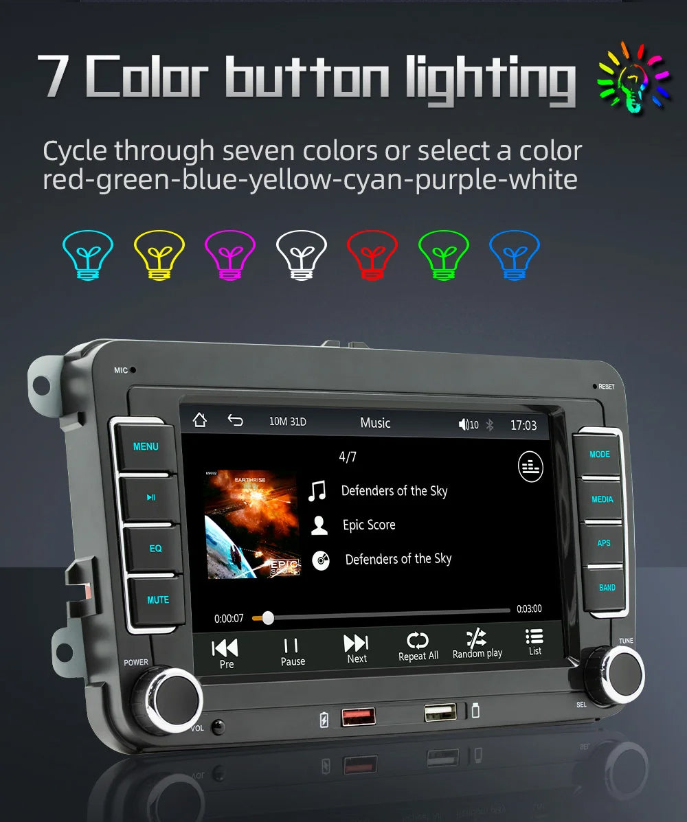 7" For VW Skoda Wireless CarPlay Android Auto Car Stereo