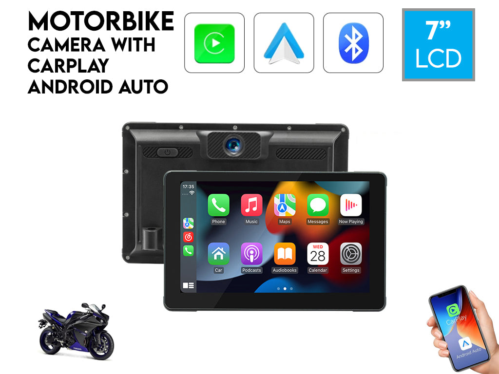 7" Motorbike Navigator Dash Cam CarPlay Android Auto IP65