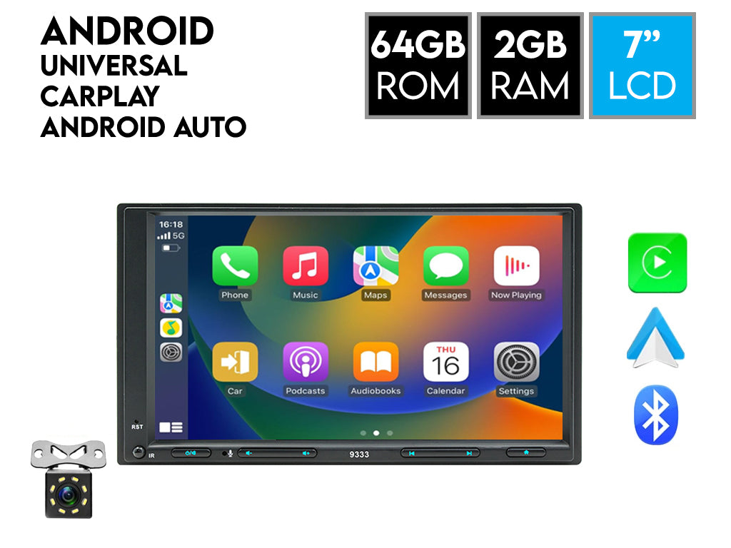 7" Android Head Unit with Physical Buttons CarPlay Android Auto Two Din