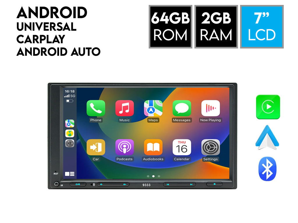 7" Android Head Unit with Physical Buttons CarPlay Android Auto Two Din