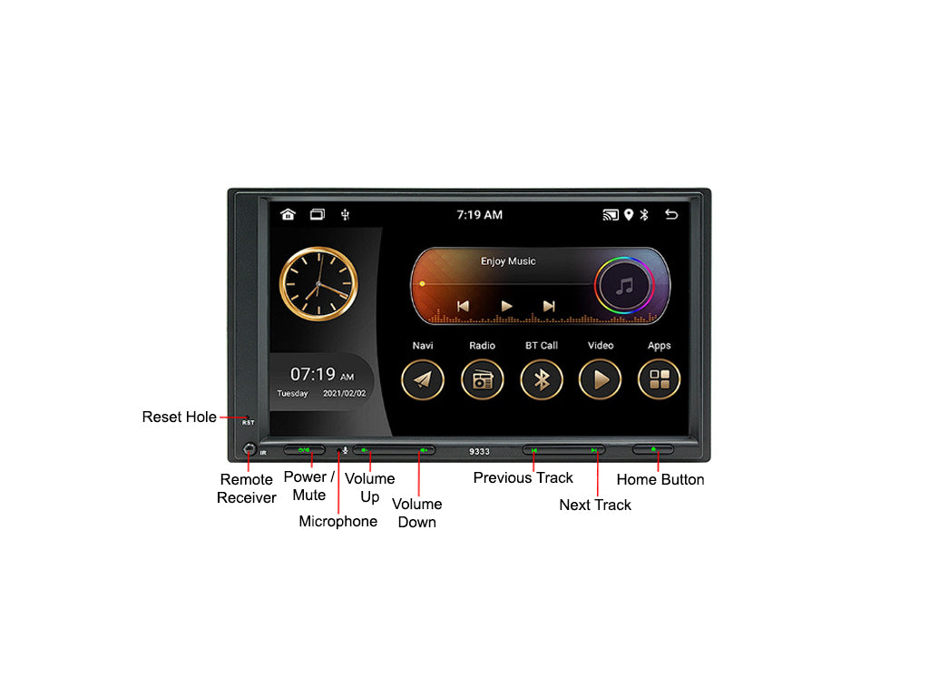 7" Android Head Unit with Physical Buttons CarPlay Android Auto Two Din