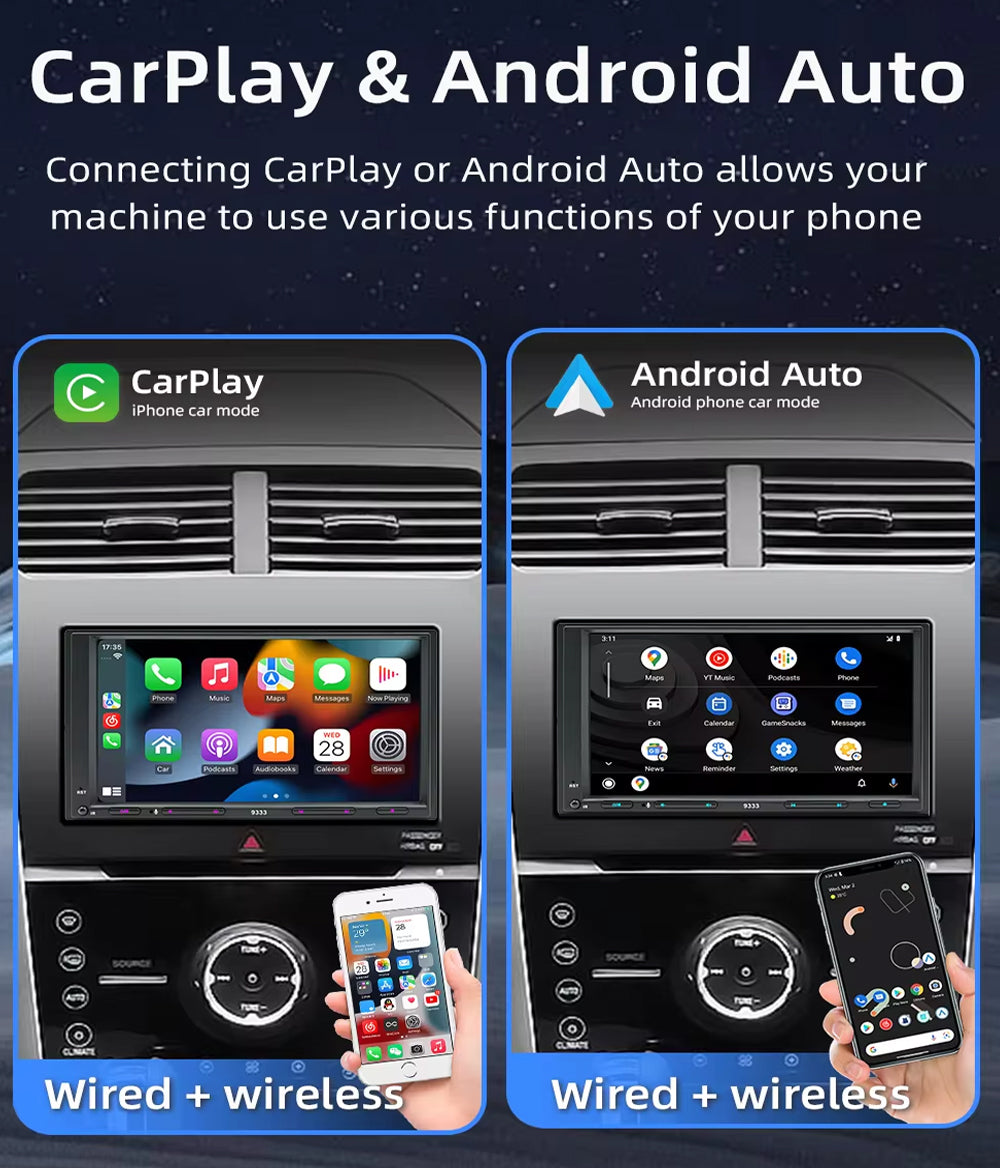 7" Android Head Unit with Physical Buttons CarPlay Android Auto Two Din