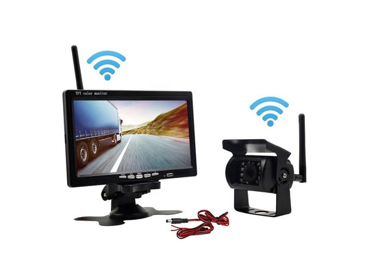 7" Wireless Monitor 12-24V and 18 LED Truck Bus Camera Kit - Hard-Wire