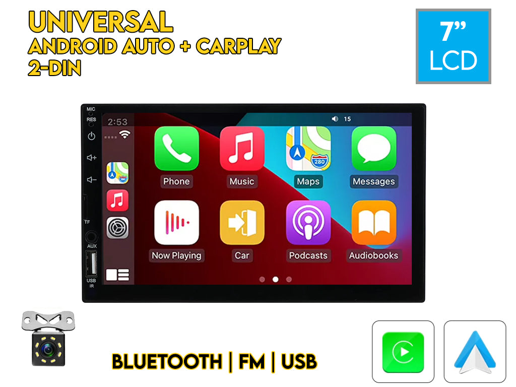 7" 2 Din Wired CarPlay Android Auto Car Stereo