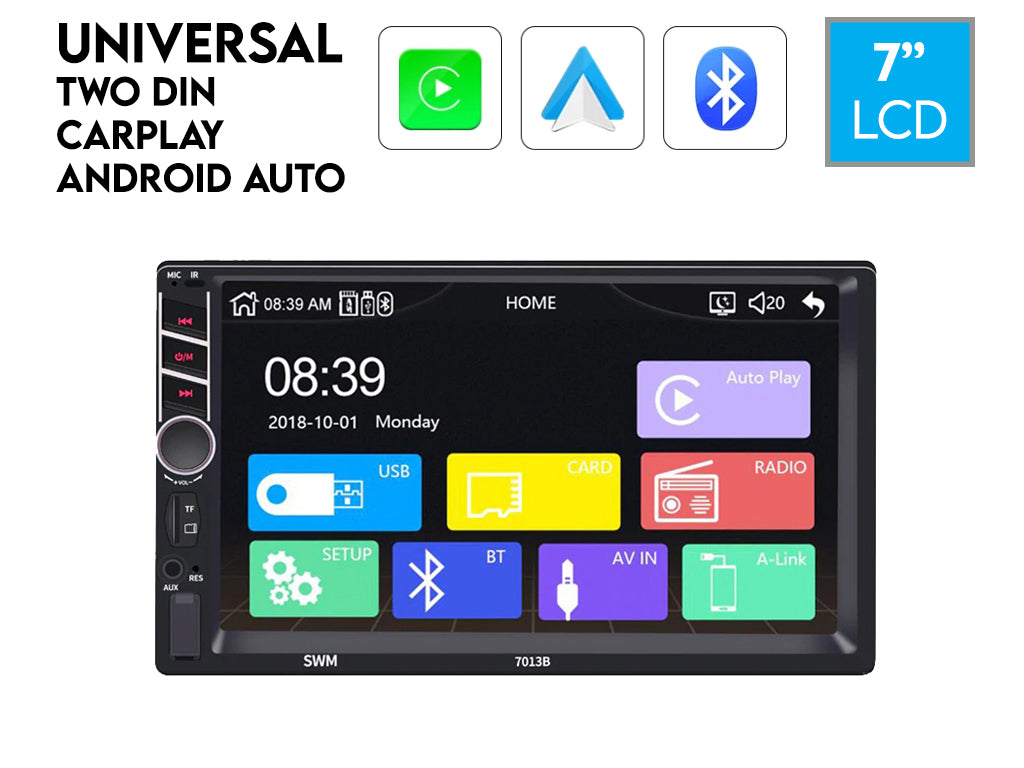 7" 2 Din Apple CarPlay MP5 Player Rotary Volume Controls