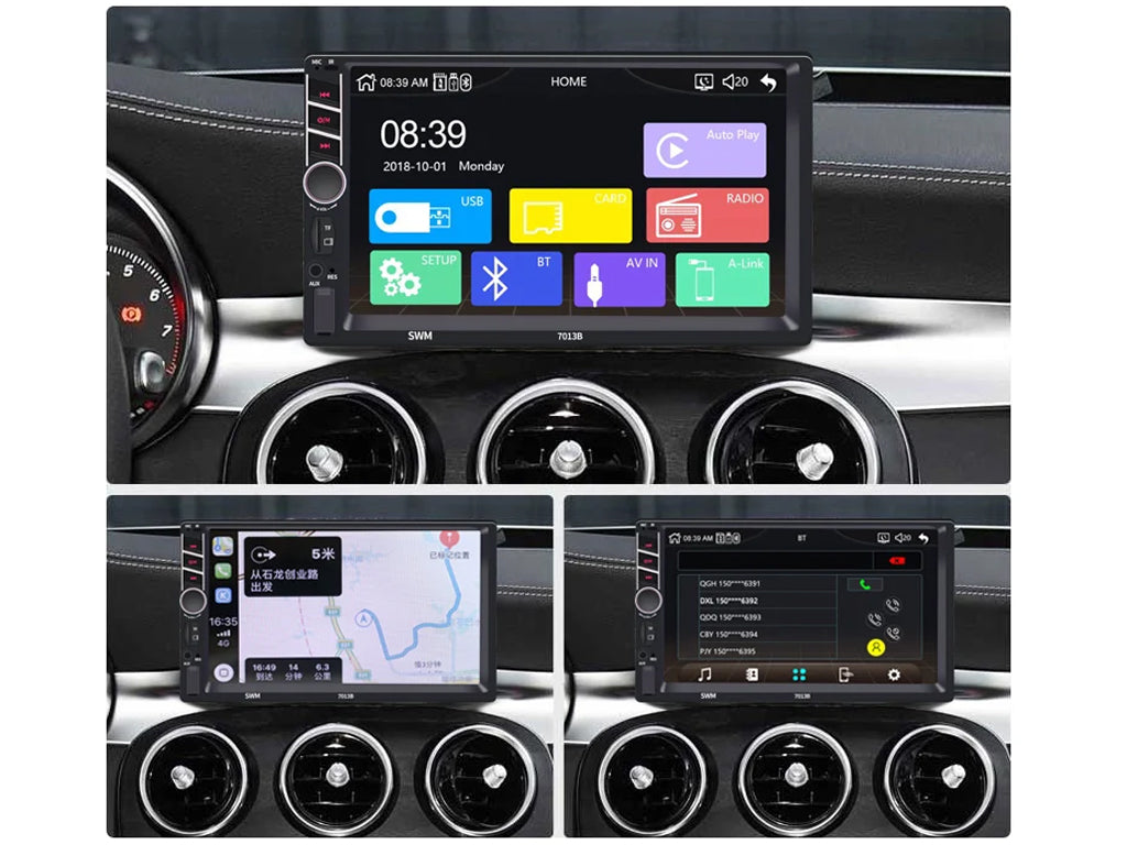 7" 2 Din Apple CarPlay MP5 Player Rotary Volume Controls