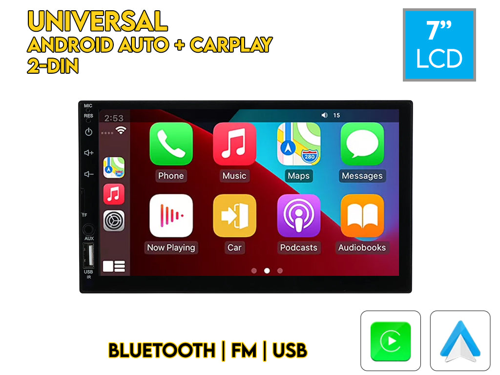 7" 2 Din Wired CarPlay Android Auto Car Stereo