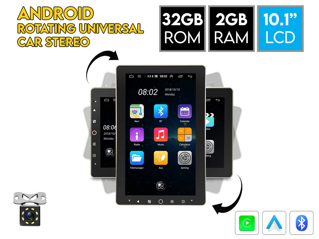 10.1" Rotating Android Car Stereo 2GB RAM 32GB Rom CarPlay Android Auto