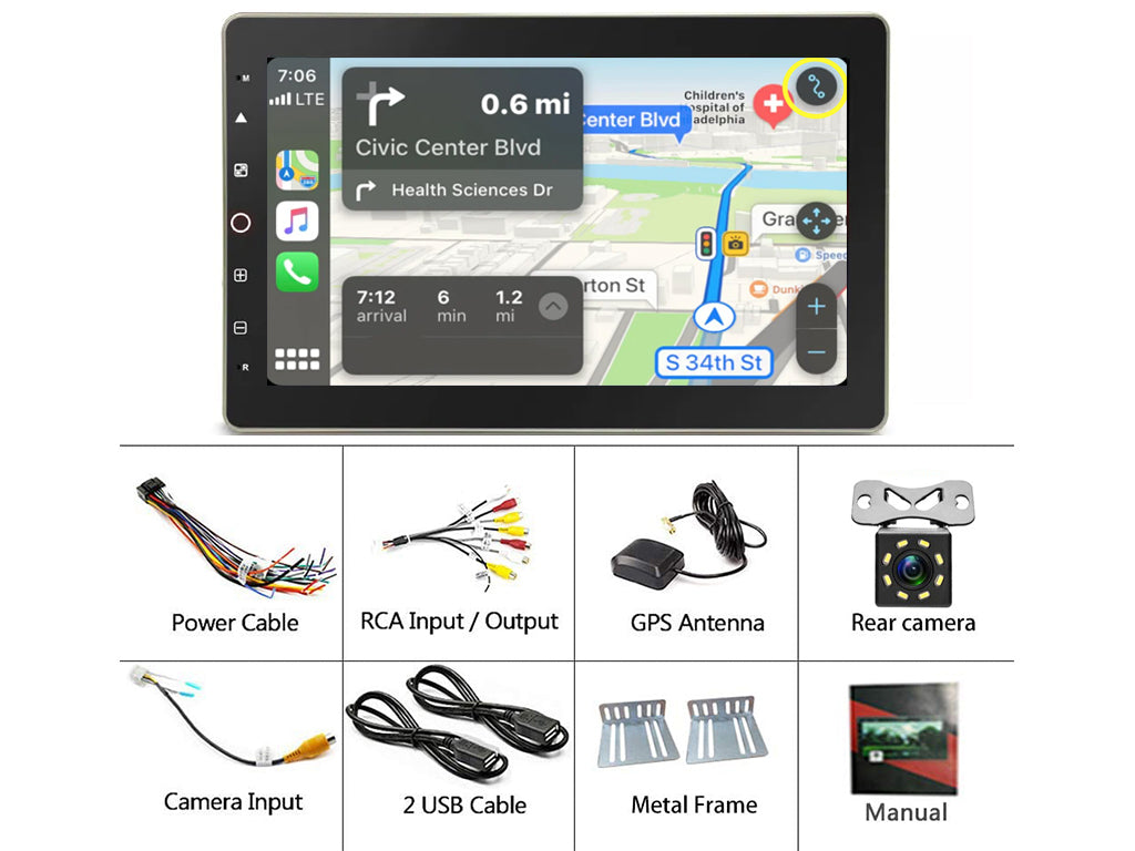 10.1" Rotating Android Car Stereo 2GB RAM 32GB Rom CarPlay Android Auto