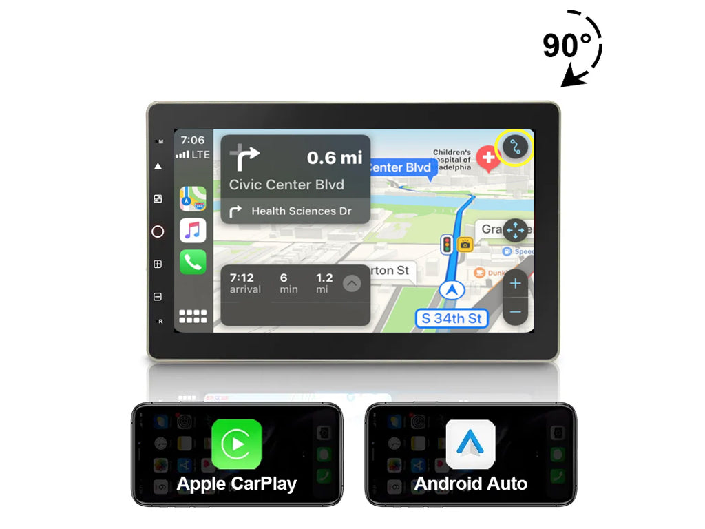 10.1" Rotating Android Car Stereo 2GB RAM 32GB Rom CarPlay Android Auto