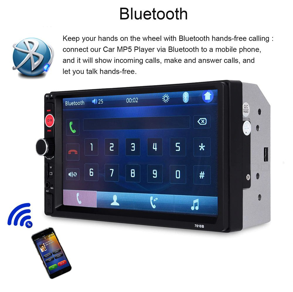 7" 2 Din Wired CarPlay Android Auto Car Stereo Physical Buttons