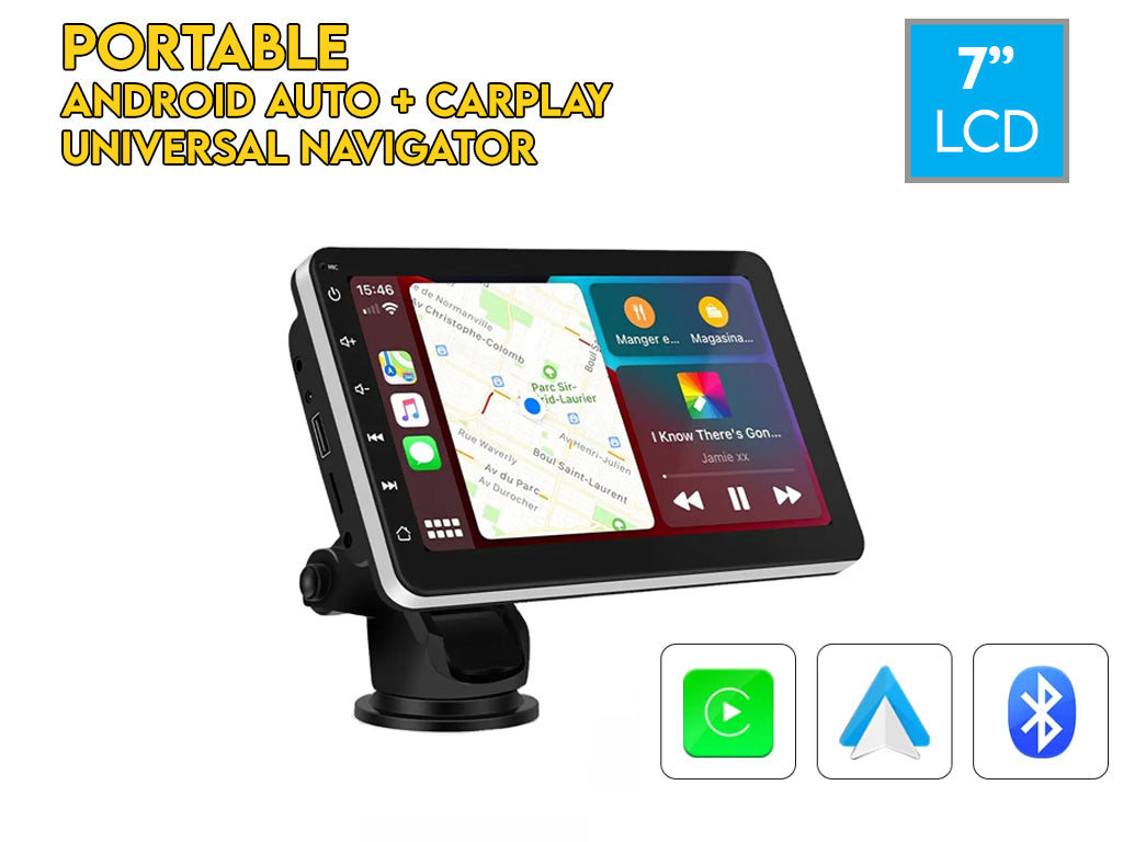 7" Portable Wireless CarPlay Android Auto Nav Unit