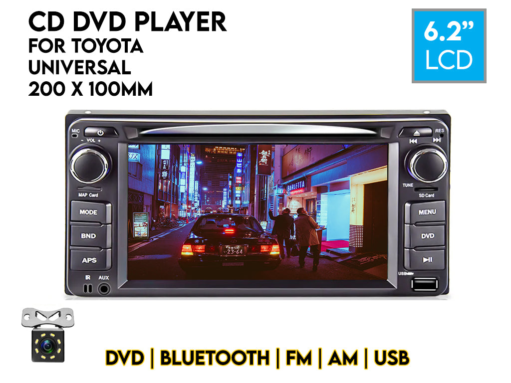 6.2" For Toyota Size Bluetooth CD DVD Player