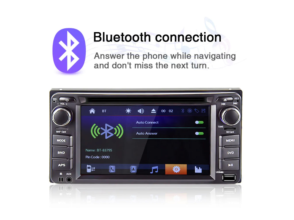 6.2" For Toyota Size Bluetooth CD DVD Player