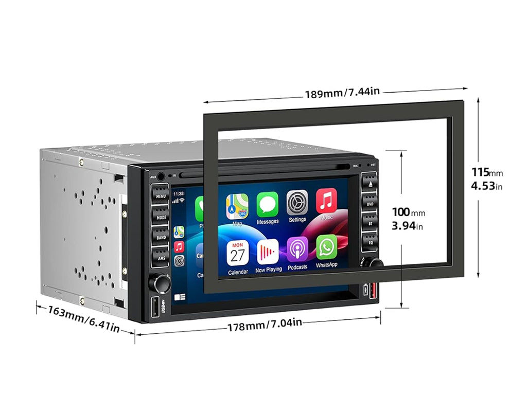 6.2" 2-Din DVD Player – Wireless CarPlay & Android Auto, USB, Reversing Camera Support