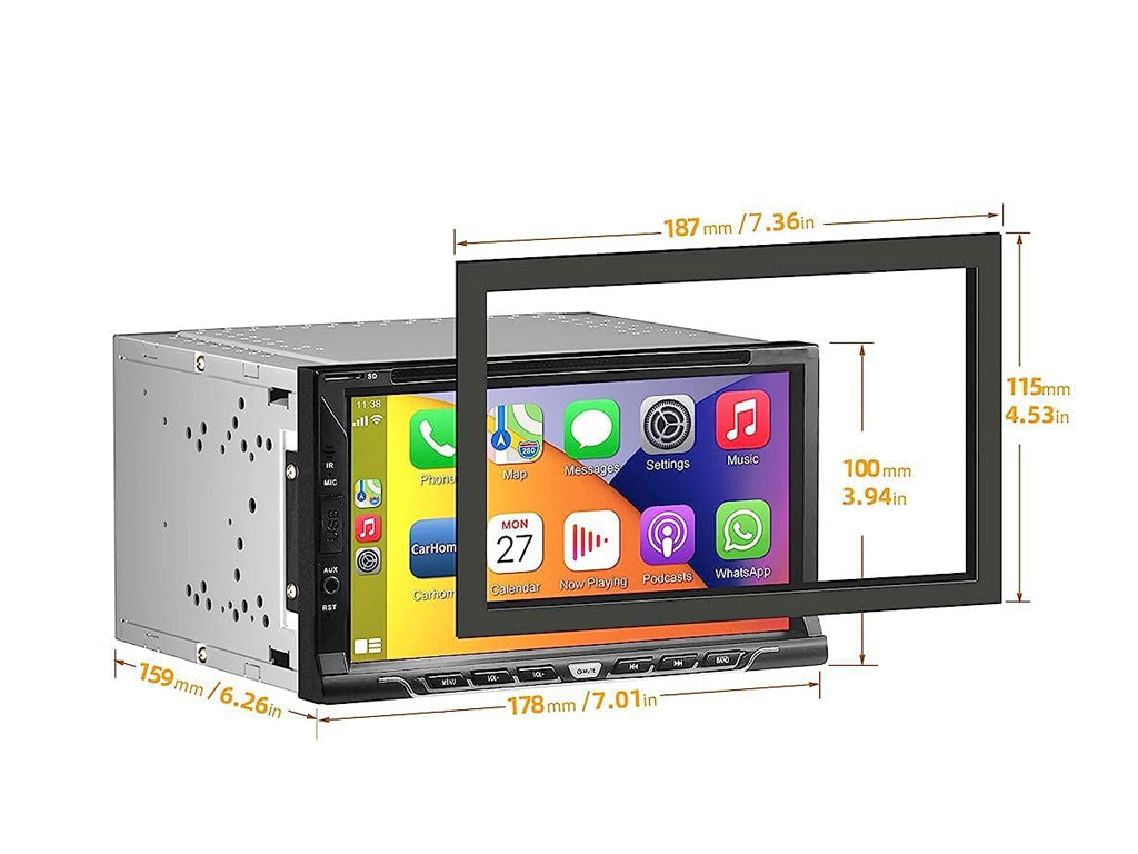 6.2" 2-Din CD/DVD Car Stereo - Wireless CarPlay & Android Auto, NZ FM Radio