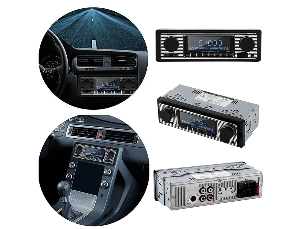 Single Din Retro Look Bluetooth Car Radio Headunit