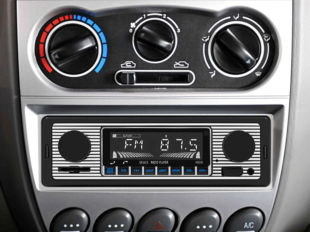 Single Din Retro Look Bluetooth Car Radio Headunit