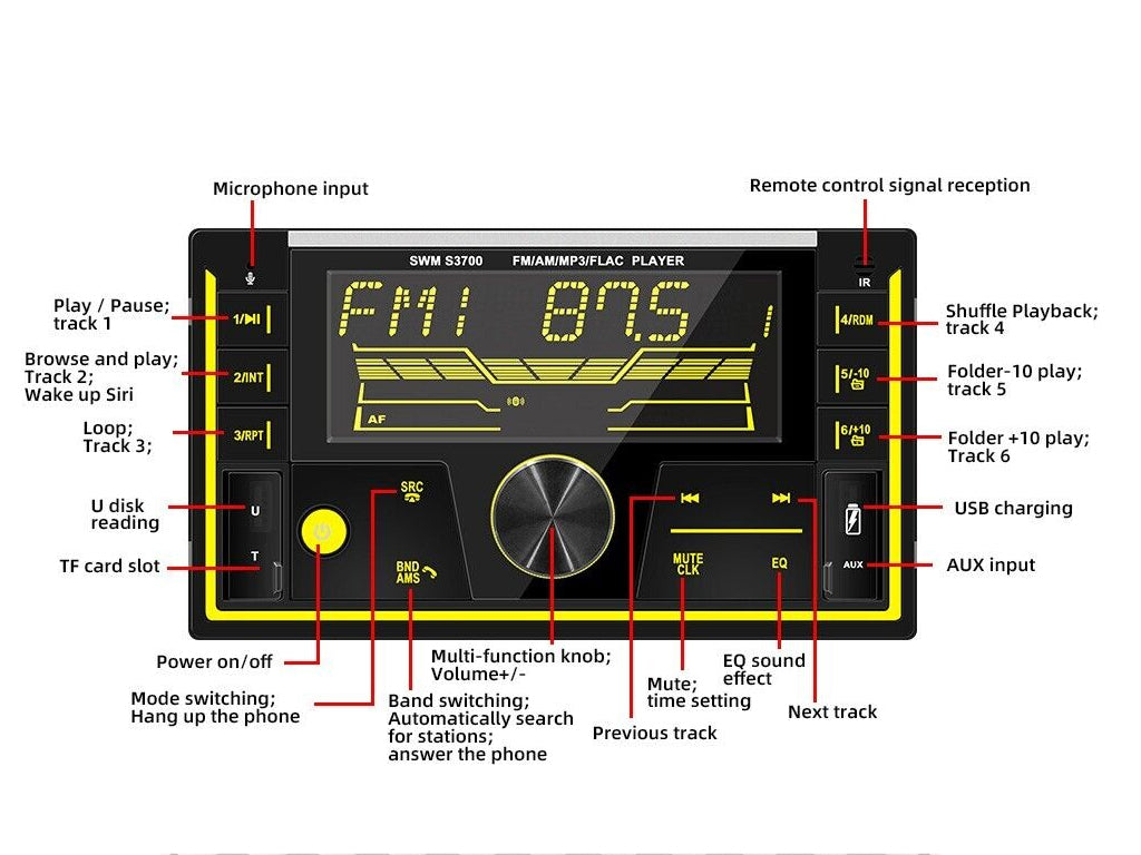 Two Din Colourful BT Car MP3 Player