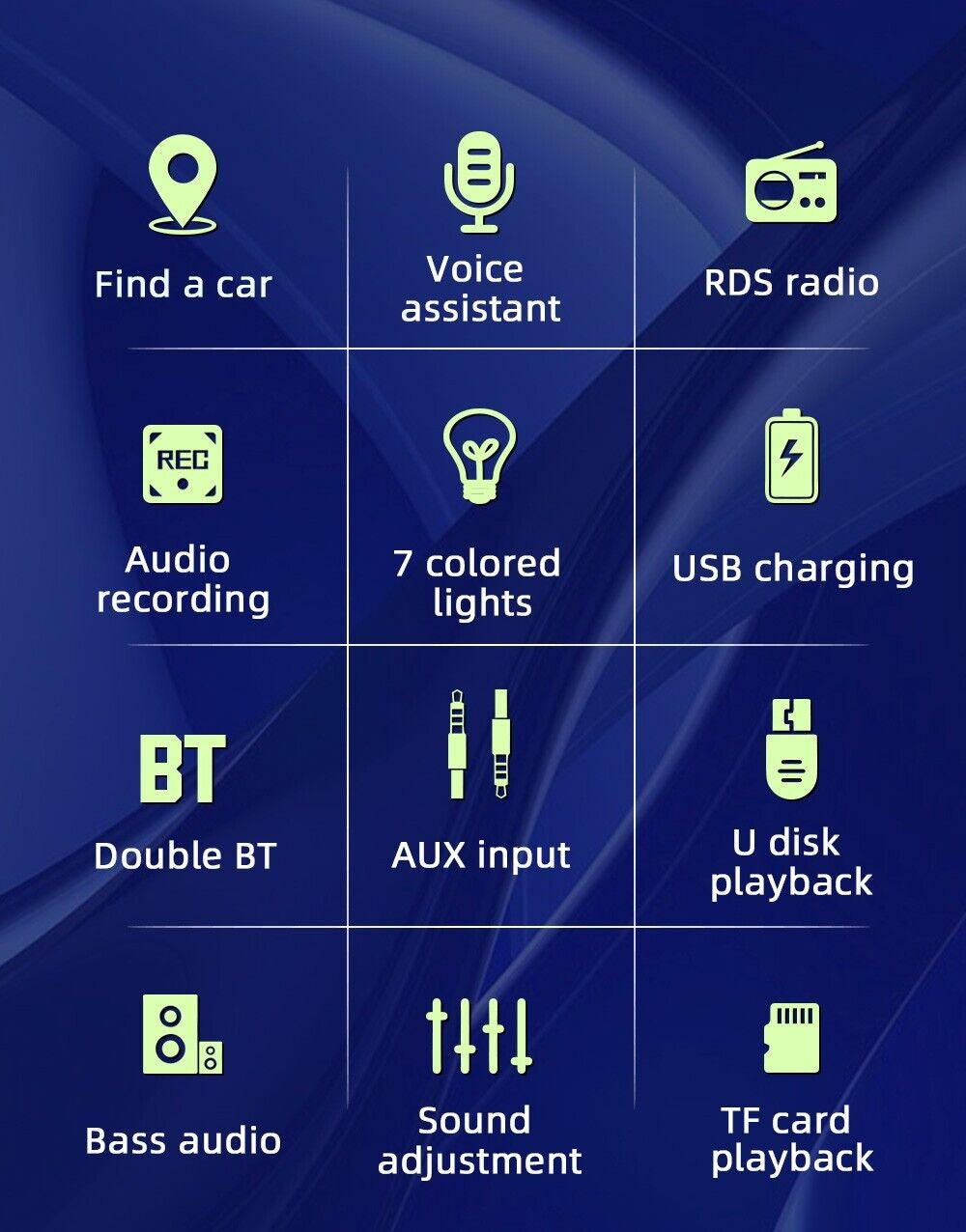 Two Din Colourful BT Car MP3 Player