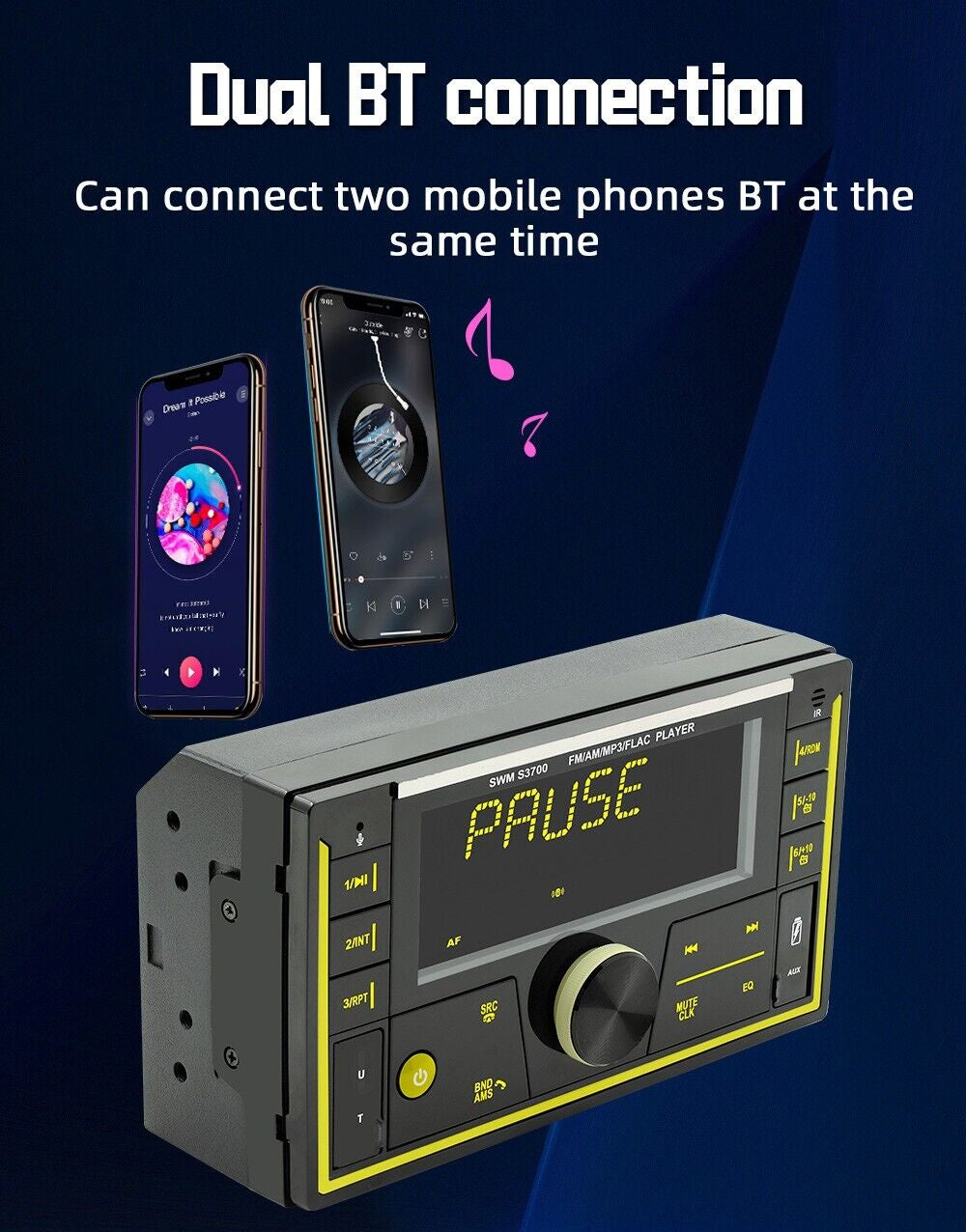 Two Din Colourful BT Car MP3 Player