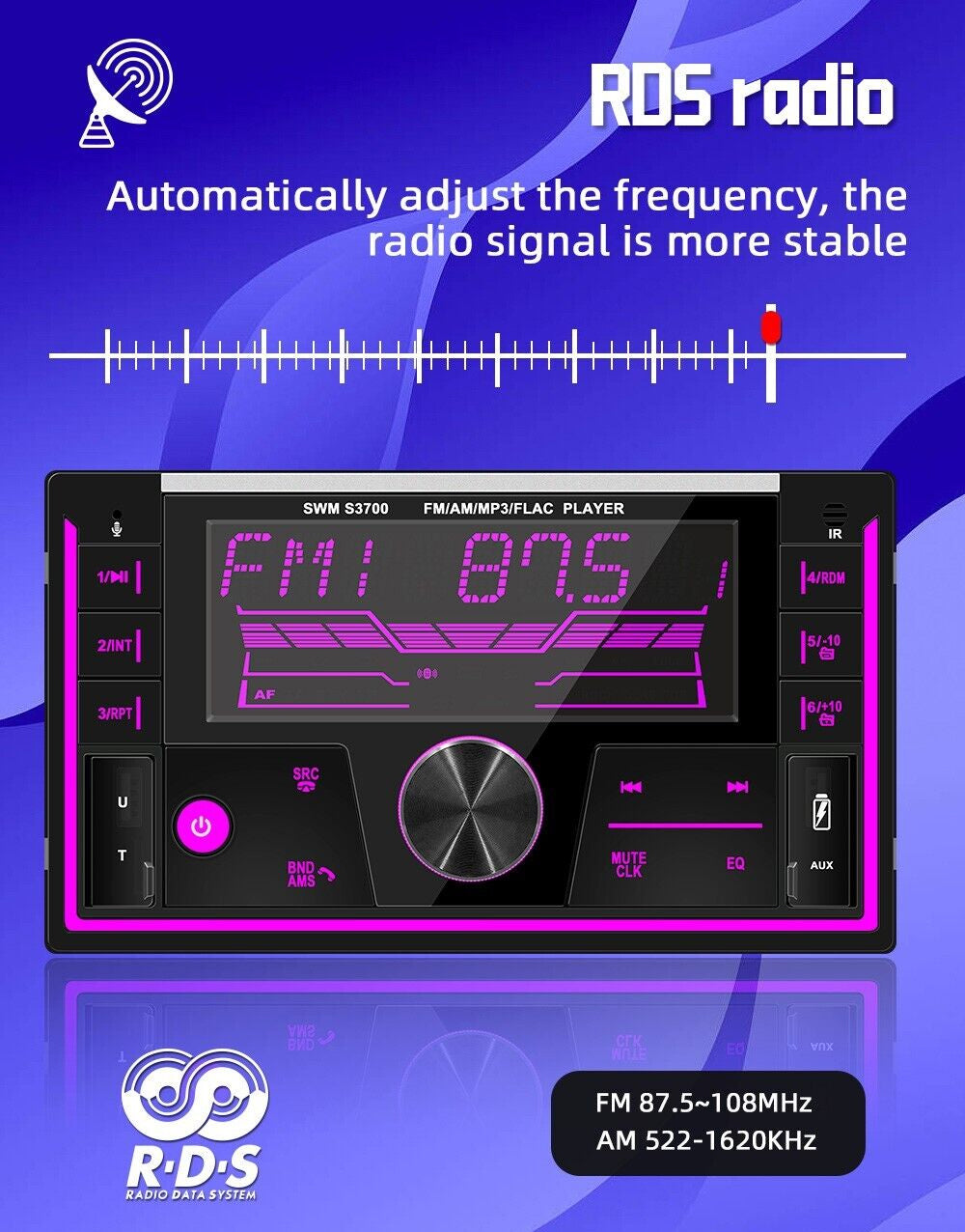 Two Din Colourful BT Car MP3 Player