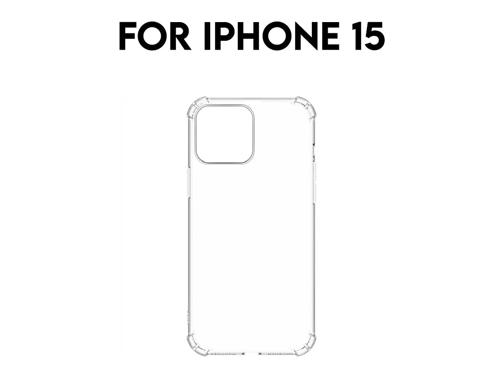 For iPhone 15 Transparent Shockproof TPU Case 1.5mm