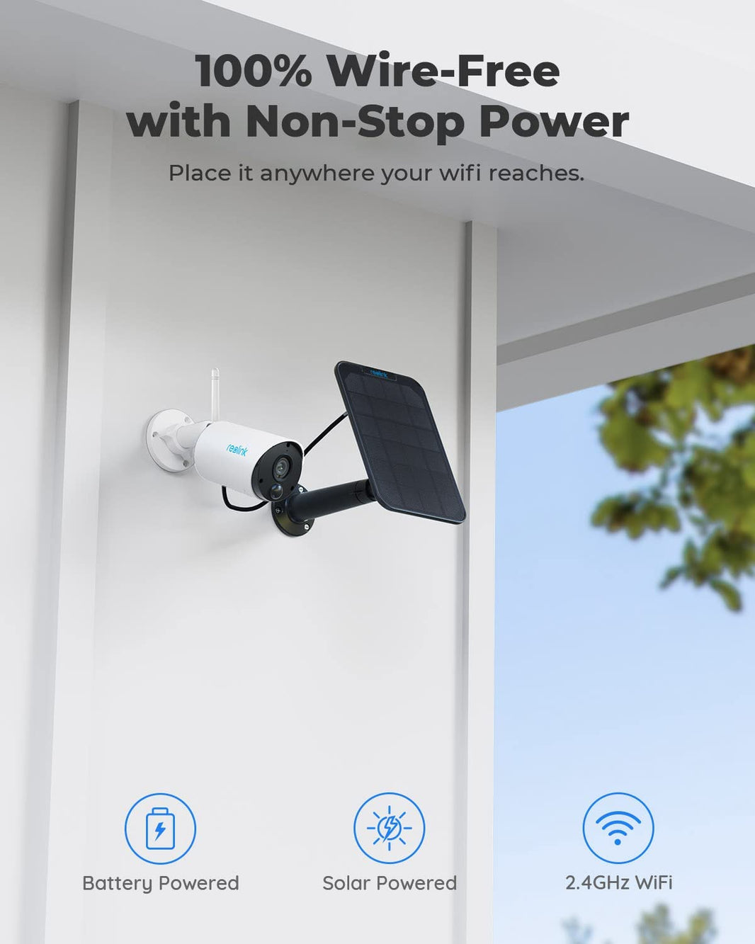 Reolink Argus Eco WIFI Wire-Free Outdoor Security Camera with Solar Panel