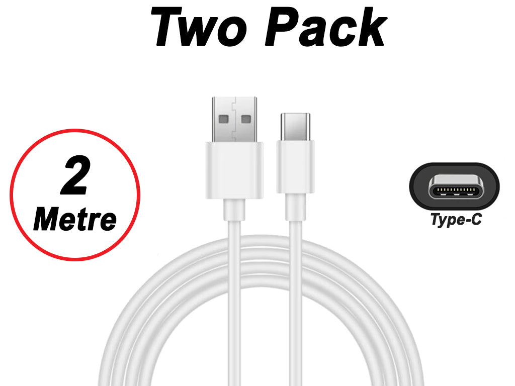 2x 2A USB Cable Type-C 2M White